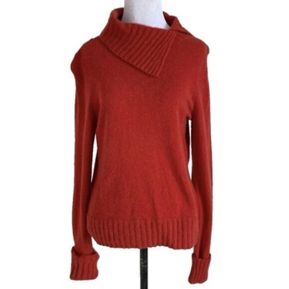 Willi Smith cashmere cowl turtleneck knit sweater fall dark orange academia S - Picture 1 of 13